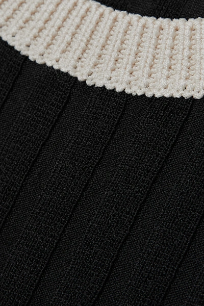 Shop Wales Bonner Saint Ann Crochet-trimmed Ribbed-knit Top In Black