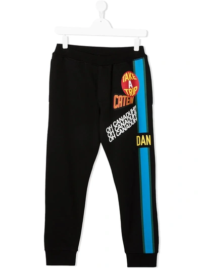 Shop Dsquared2 Teen Graphic-print Track Pants In Black