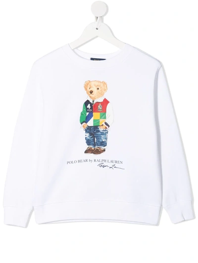 Shop Ralph Lauren Signature Teddy Print Sweatshirt In White