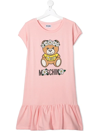 Shop Moschino Teen Teddy Bear-print T-shirt Dress In Pink
