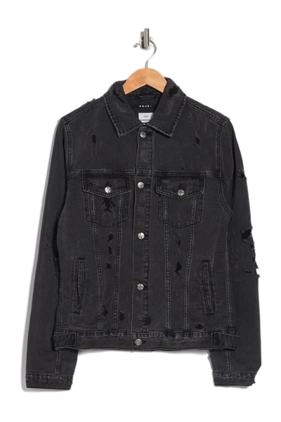 Shop Ksubi Classic Distressed Jean Jacket In Black