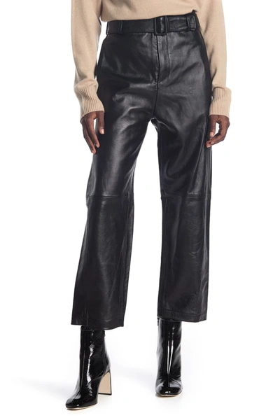 Shop Mm6 Maison Margiela Belted Wide Leg Leather Pants In Black