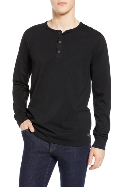 Shop Scotch & Soda Long Sleeve Jersey Grandad T-shirt In 0008-black