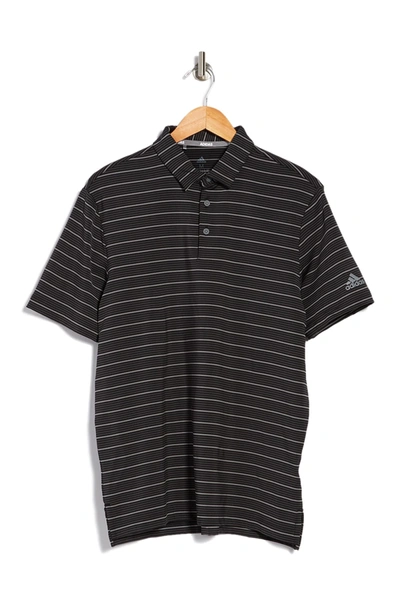 Shop Adidas Golf Ultimate365 Pencil Stripe Polo Shirt In Black/gref