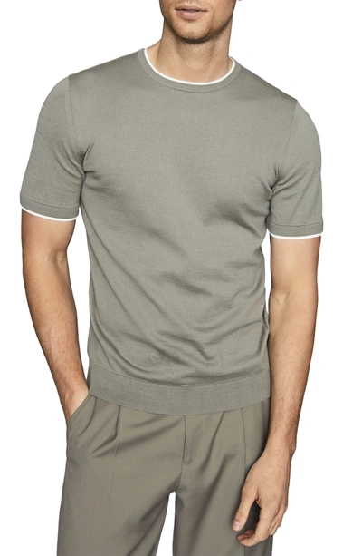 Shop Reiss Romer Slim Fit Short Sleeve Sweater In Bayleaf