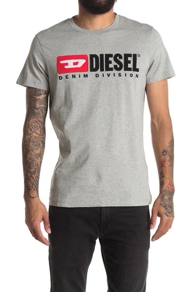 Shop Diesel Diego Embroidered Logo T-shirt In Melange Gr