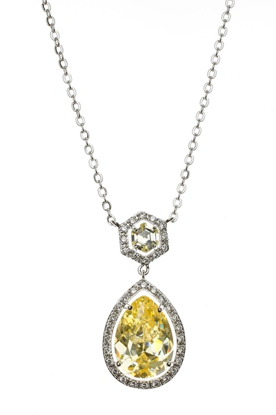 Shop Cz By Kenneth Jay Lane Pentagon & Pear Pendant Rolo Chain Necklace In Yellow-silver