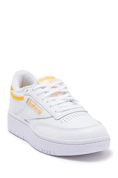 Shop Reebok Club C Double Leather Sneaker In White/fiegol/white