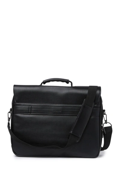Shop Kenneth Cole Saffiano Vegan Leather Single Messenger Bag In Black