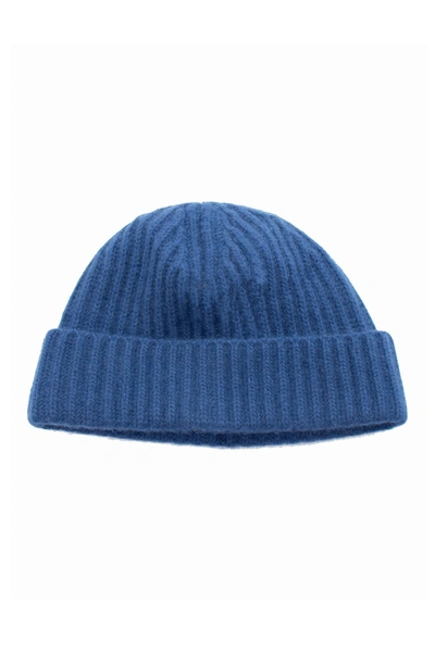 Shop Portolano Cashmere Ribbed Cuffed Beanie In Sugar Blue