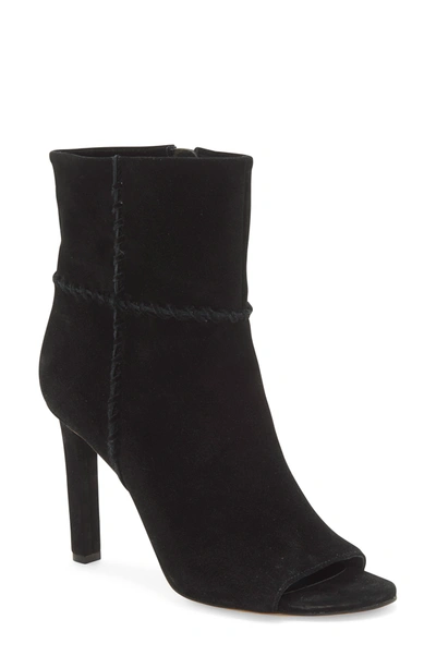 Shop Vince Camuto Sashane Open Toe Boot In Black Suede