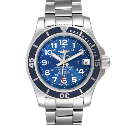 Pre-owned Breitling Blue Stainless Steel Superocean Ii A17312 Men's Wristwatch 36 Mm