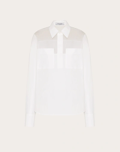 Shop Valentino Technical Poplin And Organza Shirt In White