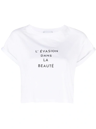 Shop Erika Cavallini Slogan-print Cotton T-shirt In White