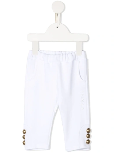 Shop Balmain Button-detail Track Pants In White