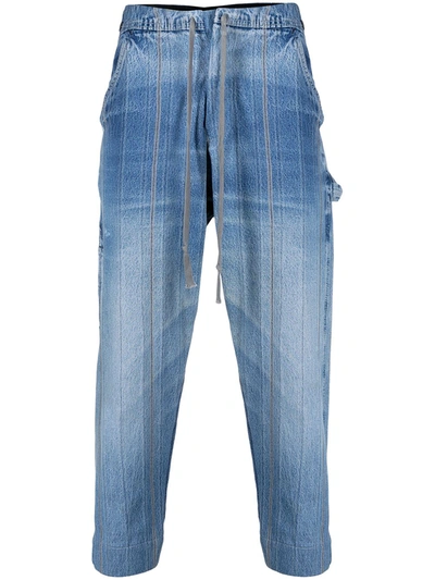 Shop Greg Lauren Cropped Jeans In Blue