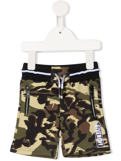 Shop Givenchy Camouflage-print Track Shorts In 绿色