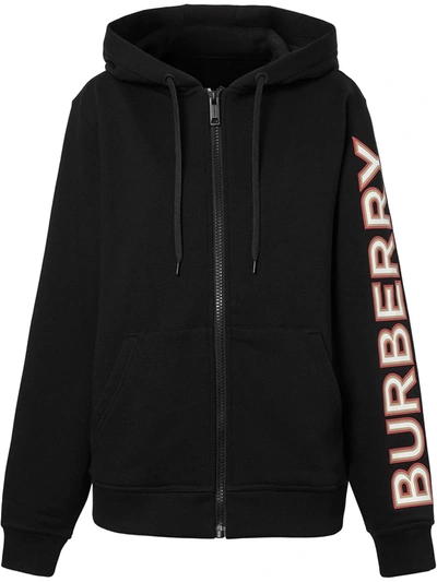 Shop Burberry Logo Print Hoodie In Black