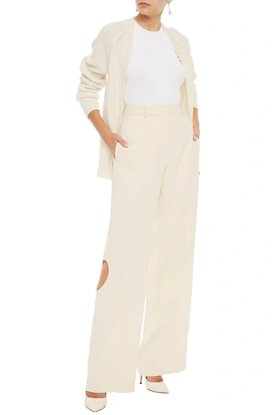 Shop Victoria Beckham Cutout Cady Wide-leg Pants In Cream