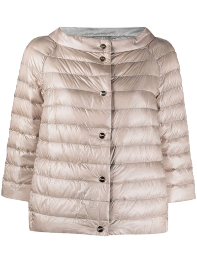 Herno Reversible Quilted Nylon Short Down Jacket In Nude & Neutrals