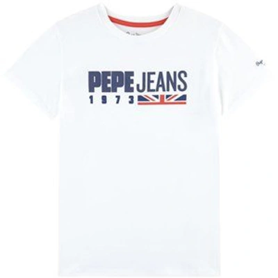 Shop Pepe Jeans Optic White Gabriel London T-shirt In Blue