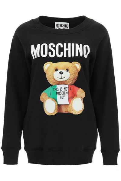 Shop Moschino Italian Teddy Bear Sweatshirt In Black