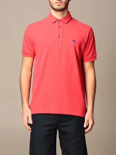 Shop Etro Polo Shirt In Basic Cotton In Orange