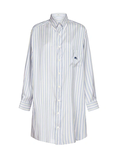 Shop Etro Ge01 Pegaso Striped Silk Shirt-dress In Multicolore