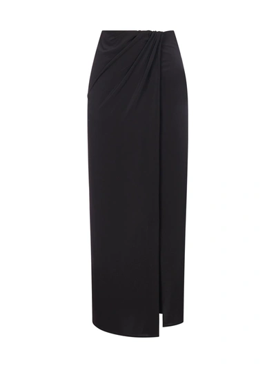 Shop Andamane Gabrielle Stretch Viscose Wrap Skirt In Black