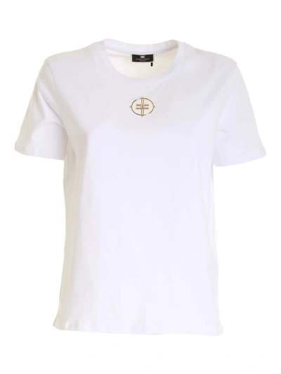 Shop Elisabetta Franchi T-shirt With Front Logo In White