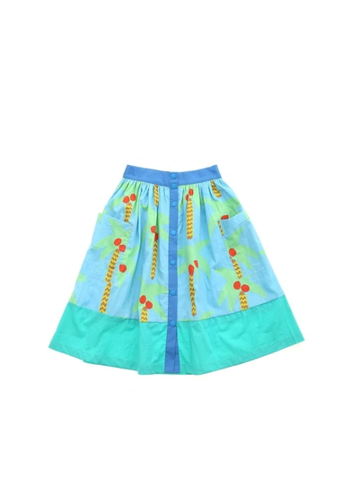 Shop Stella Mccartney Knee-length Skirt In Blue And Green In Light Blue