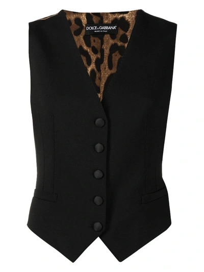 Shop Dolce & Gabbana Animal Print Vest In Black