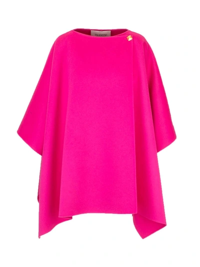 Shop Valentino Compact Drap Cape In Fuchsia