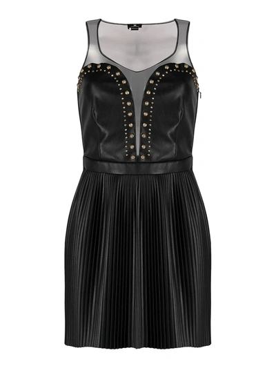 Shop Elisabetta Franchi Faux Leather Mini Dress In Black