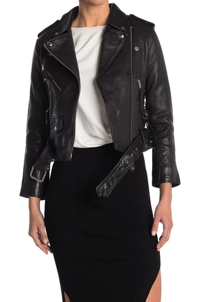 Shop Allsaints Sarana Leather Moto Jacket In Black