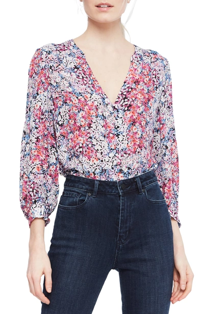 Shop Parker Marie V-neck Silk Blouse In Dahlia Dit