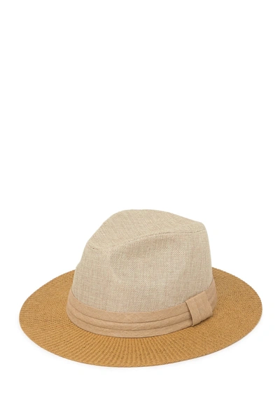 Shop San Diego Hat Solid Woven Brim Fedora Hat In Natural