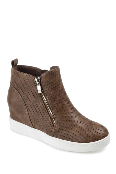 Shop Journee Collection Journee Pennelope Wedge Heel Sneaker In Brown