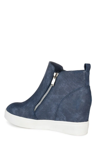 Shop Journee Collection Journee Pennelope Wedge Heel Sneaker In Blue