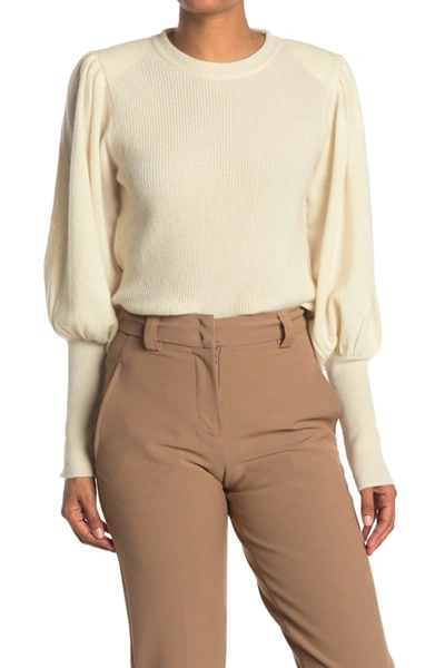 Shop Nicole Miller Puff Sleeve Cashmere Sweater In Ivory