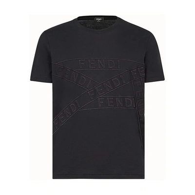 Shop Fendi Cotton T-shirt In Noir