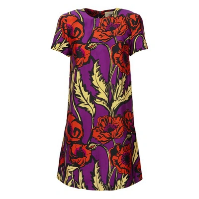 Shop La Doublej Mini Swing Dress In Big Blooms Viola