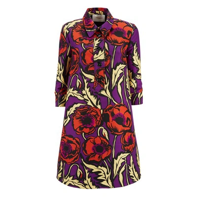Shop La Doublej Short Artemis Dress In Big Blooms Viola