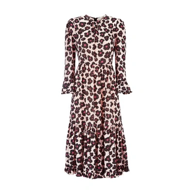 Shop La Doublej Midi Visconti Dress In Flower Leopard Rosa