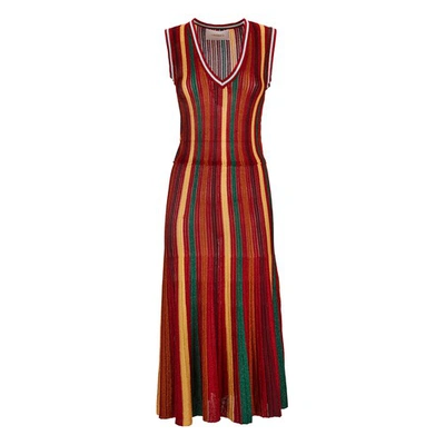 Shop La Doublej Accordion Knit Dress In Multicolor Rosso