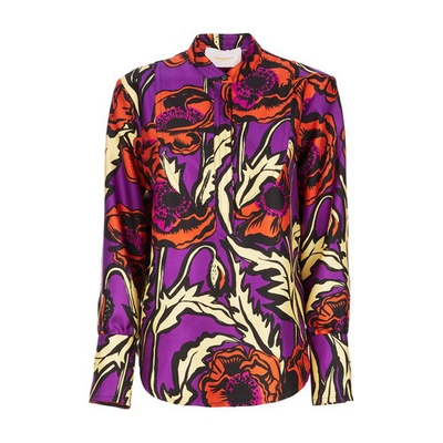Shop La Doublej Portofino Shirt In Big Blooms Viola