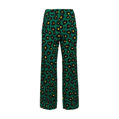 Shop La Doublej Cropped Anna Pants In Flower Leopard Verde