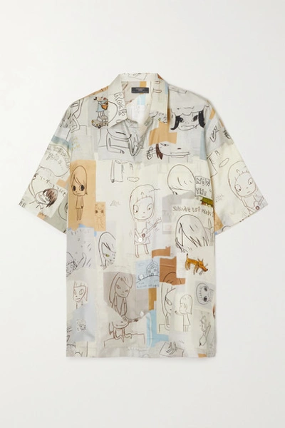 Shop Stella Mccartney + Yoshitomo Nara Ricky Printed Silk-twill Shirt In White