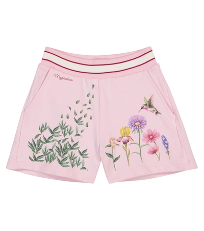 Shop Monnalisa Floral Stretch-cotton Shorts In Pink