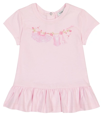 Shop Monnalisa Baby Printed Cotton T-shirt In Pink